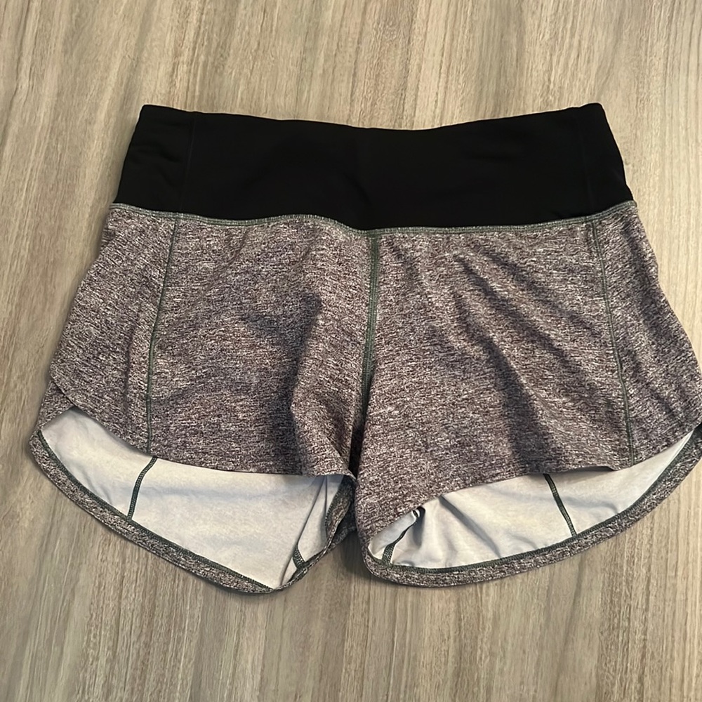 Lululemon grey and black speed up shorts